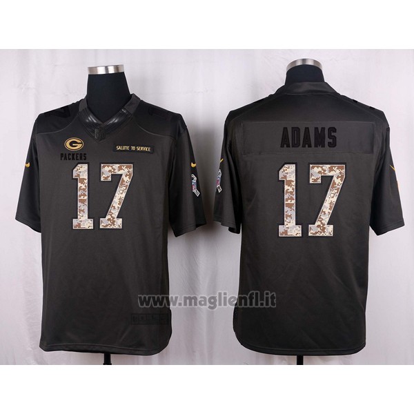 Maglia NFL Anthracite Green Bay Packers Adams 2016 Salute To Service